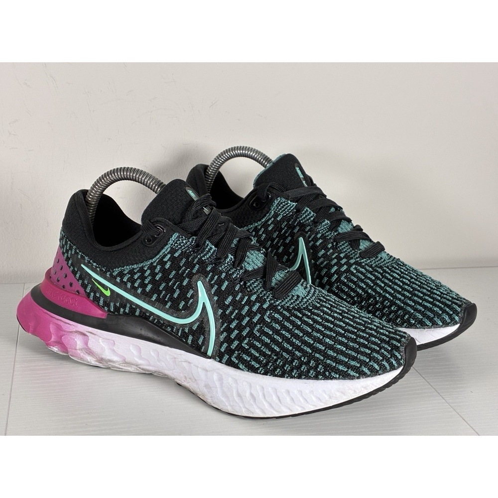 Size 8 - Nike React Infinity Run Flyknit 3 Black Pink Prime Dynamic Turquoise